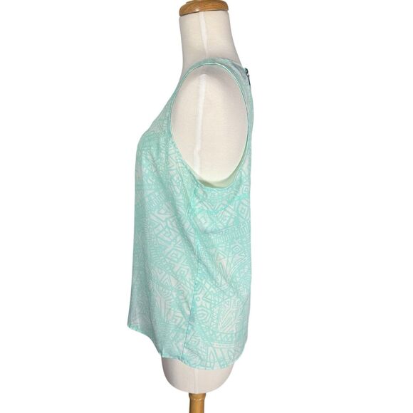 Josephine Studio Turquiose Aztec Southwest Print Sleeveless Blouse Top Petite M - Picture 2 of 5